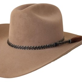 Western Horsehair Hat Band for Cowboy Hats Brown Single Tassle Overo