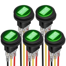 DaierTek Round Toggle Switch Green LED [UL Listed] 12V 20A Waterproof Rocker Switch 3 Pin SPST Lighted ON Off Marine Switch for Car Motorcycle UTV ATV -5pcs