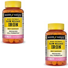 Mason Vitamins Slow Release Iron Compare to The Active Ingredients In Slow Fe, 60 Tablets (Pack of 2)