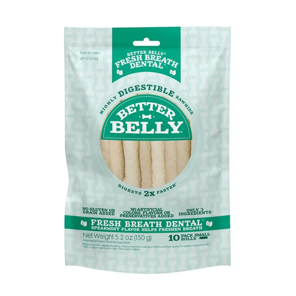 Better Belly Fresh Breath Dental Small Rolls, Dog Chews, 10 Count, Small, 10-Count