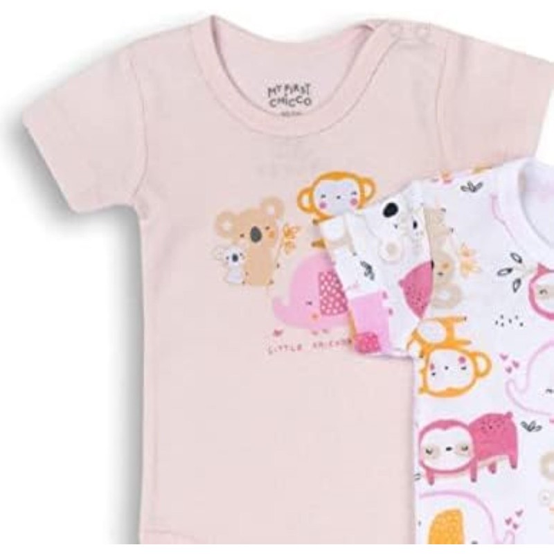 Chicco, Baby Boys Short Sleeve Cotton Bodysuits Set, rose