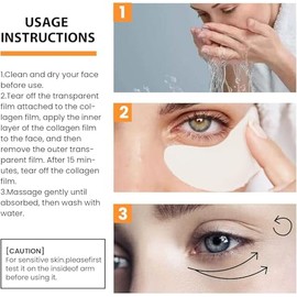 Bluemega Película Soluble de Colágeno Mascarilla para Ojos  Pasta de Esencia, Antienvejecimiento, Hidratante, Reafirmante                             