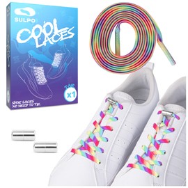 SULPO Flat Shoelaces without Tying - Colourful Quick Release - Elastic Shoe Laces - Rubber - Shoelaces - Laces for Children and Adults, Pride