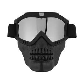 Skull Motorcycle Helmet Goggles Dirt Bike Motorcycle Goggles for Motocross ATVOffroad Riding Racing Men Women Silver