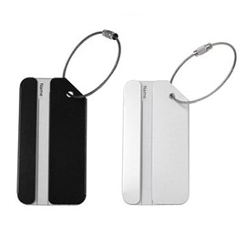 TOYMYTOY Name Tags, Suitcase, Travel, Aluminum Name Card, Metal ID, Luggage Tag, For Bags, Luggage, Suitcase, Business Trips, Travel, 2 Pieces (Black + Silver)