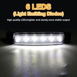 Biqing 10X24V Side Marker Lights,6SMD Trailer Truck Lorry Caravan Indicator Lights Front Rear Side Light Position Lamps White Marker Lights IP65 3.8" Warning Light
