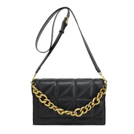 Scarleton - Bolsos cruzados para mujer, bolso de hombro acolchado, bolsos ligeros de cadena dorada para mujer, bolso cruzado, H2089, Negro I, L
