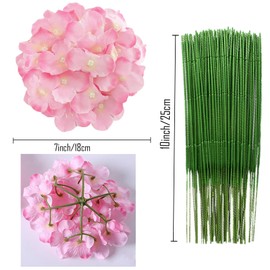 FagusHome Silk Hydrangea Heads 36 Pcs Artificial Flowers Heads and 3 Dozens Stems Fake Hydrangea Flowers with Stems for Home Wedding Decor (Dark Pink)