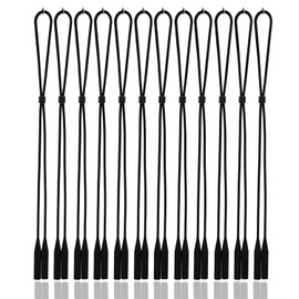 Hifot Adjustable Eyeglasses Strap Eyewear Retainer 12 Pack with Glasses Cleaning Cloth, Silicone Sunglasses Holder Strap, Eyeglasses Retainer Black