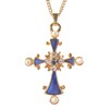 Sapphire and Pearl Lucky Cross Pendant