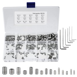 Grub Screws Stainless Steel M2.5 M3 M4 M5 M6 M8 Grub Screws Allen Screw Assortment Kit with Allen Keys 300 Pieces
