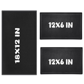 WANGCHAO Bar Mat Set - 8mm Thick Anti-Skid Non-Toxic Rubber Bar Mat for Home Bar, Countertop, Restaurants, Coffee Bar Mat - Premium Rubber Bar Service Spill Mat (3 pack) (18 "x 12" +2PCS12 "x 6")
