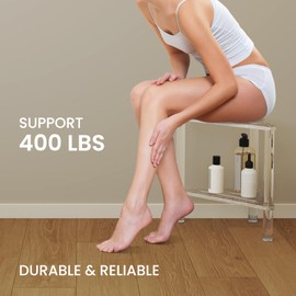 GOIOOIA Acrylic Corner Shower Stool for Shaving Legs 11.42" D X 11.42" W X 14.37" H, Triangle Shower Foot Rest with Storage Shelf, Heavy Duty, for Inside Shower (Water Ripple Texture)