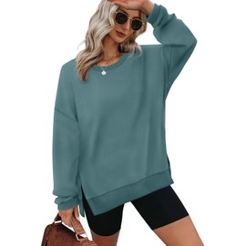 XIEERDUO Baggy Shirts For Women Pullover Tunics Or Tops To Wear With Leggings Greyblue XXL