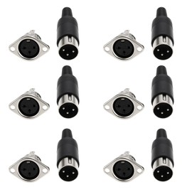 eMagTech Pack of 6 3 Pin DIN Male Female Adapter L?Ten Panel Mount for Digital Equipment Video Signals Chassis