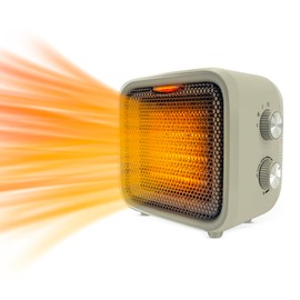 Space Heater, Portable Heater for Indoor Use with Thermostat, 1500W/1000W Safe and Quiet Small Ceramic Heater With Cool Fan Mode for Office Bedroom Home Desk (Light Brown)