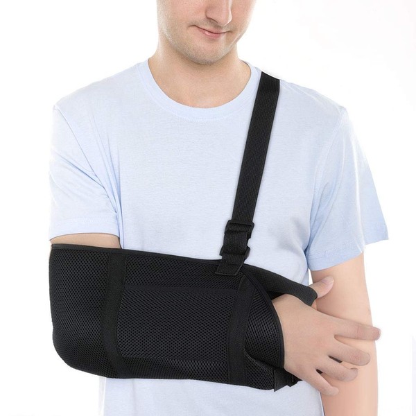 Yosoo Arm Sling for Shoulder, Mesh Sling with Waist Strap, Breathable Shoulder Immobilizer Support for Broken Arm Wrist Elbow Shoulder Injury, Available for Women and Men Left or Right