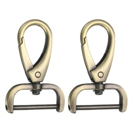 sourcing map 2Pcs Detachable Snap Hook Swivel Clasp 1" D Ring with Swivel Lobster Claw Clasps Hook for Purse Strap Keychain Bag DIY Craft, Brass