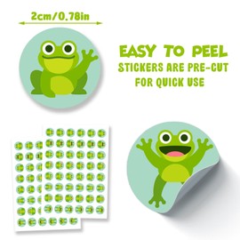 Cute Cartoon Green Frog Labels Stickers Rainforest Reptile Animals Theme Decor for Prince Princess Birthday Party Photography Decorations Supplies 240 PCS Photo Booth Props