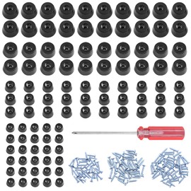 Mardatt 216 Pcs 4 Size Screw-on Round Black Rubber Feet Bumpers Pads with Stainless Steel Screws, Anti-Skid and Anti Scratch Furniture Protectors Pad for Cutting Board Cabinet Tables Chair Sofa