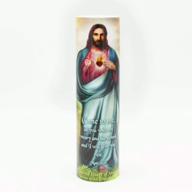 THE SAINTS COLLECTION Sacred Heart of Jesus, LED Flameless Devotional Prayer Candle