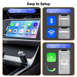 TOGUARDGO Wireless Carplay Android Auto Adapter Plug & Plug, Two Channel Connection, Online Update, for Cars with OEM Android Auto & Wired CarPlay (2016-2024), 10s Auto-Connect
