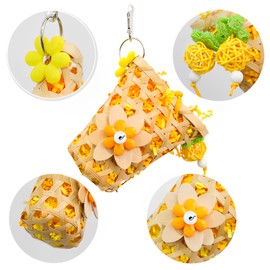 Bird Toys Foraging Shredder Hanging Toys with Parakeet Toy Parrot Toys Bird Cage Accessories for Conure Cockatiel Budgies Lovebird, Yellow
