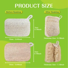RYHHH Set of 4 Cleaning Sponges, Scourer Kitchen Sponges, Biodegradable Washing Up Sponge, Eco Loofah Sponge, Natural Dish Sponge for Dishes, Surfaces, Kitchen, Bathroom, Outdoor