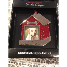 STUDIO DESIGN Red Dog House 2023 Photo xmas ornament new Love Is A 4 Legged Word