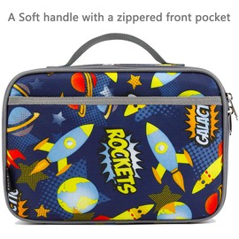 FlowFly Kids Lunch Box Insulated Soft Bag Mini Cooler Back to School Thermal Meal Tote Kit for Girls, Boys, Space