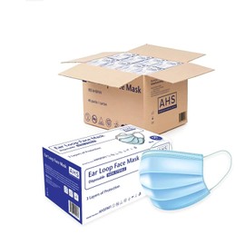 American Hospital Supply (AHS) Earloop Face Masks Disposable Blue | Adult Face Covering | 3 Ply Disposable Face Masks Bulk 2000 | 40 Boxes 50pcs/Box