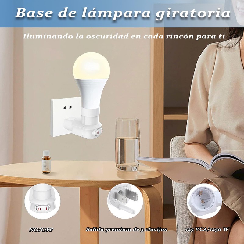 MOSU Enchufe de luz enchufable,Adaptador de extensión de Enchufe E26/E27