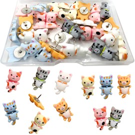 LLDYNW 30 pcs Cat Push Pins Animal Creative Thumbtacks Corkboard Pushpins for Photo Wall Home School Office Stationery Drawing Pins