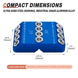 Neitra 30 45 90 Angled Drill Guide Jig for Cable Railing Lag Screw Kit Wood Post, Drilling Degree Angle and Straight Holes, Durable All Metal Drill Jig for Railing Deck Stair Handrail, Blue
