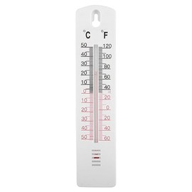 1x White Plastic Indoor Thermometer - Home Outdoor Greenhouse Wall-Mounted Room Temperature Monitor Sensor Gauge - by Ashley