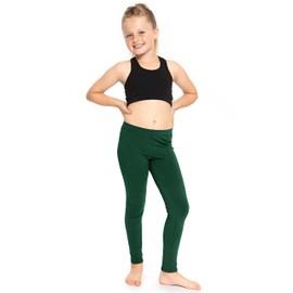 STRETCH IS COMFORT Girl's Cotton Leggings Hunter Green Small