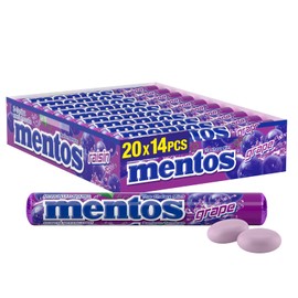 Mentos - Grape Rolls - Pack of 20 - Refreshing Chewy Candy for On-the-Go Freshness