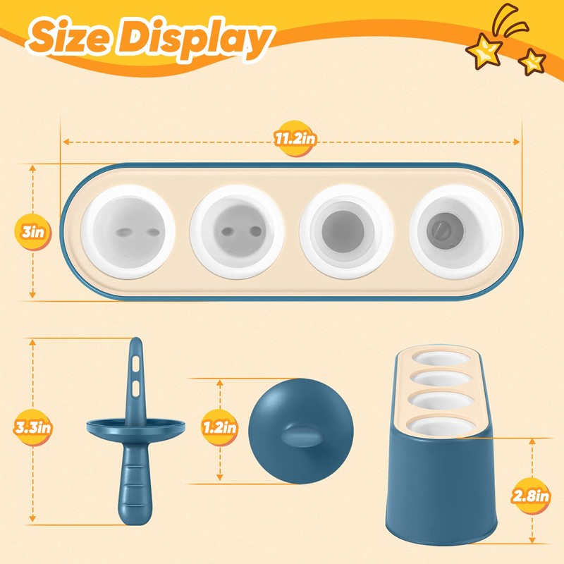 Popsicle Mold Set 4 Pieces Homemade Silicone Popsicle Maker Easy