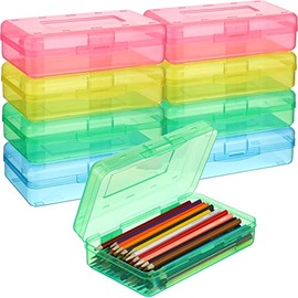 Fainne 12 cajas de plástico para lápices, caja grande de lápices con tapas de cierre a presión, organizador de almacenamiento de plástico transparente