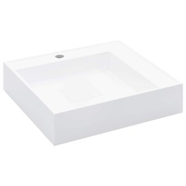 ZJMTOCYU Stylish Space-Saving Wash Basin, Durable Mineral Cast, Easy to Clean, 19.7" x 19.7" x 4.8", for Any Bathroom