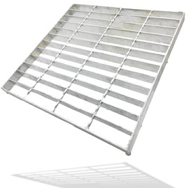 DuuMuut Galvanized Steel Drain Grate 18x18 in for NDS Catch Basin, B-Class 28100 lbs Heavy-Duty Outdoor Driveway Trench Drainage Grate, Silver Square Replacement Metal Channel Sewer Cover