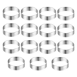 Anillos de Acero Inoxidable para Moldes de Cocina, Juego de 15 Piezas Anillos de Tarta con Agujeros de Redondo, para Hornear Tartas y Repostería