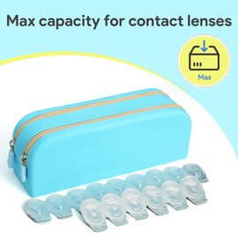 FQDGTFA Daily Contact Lens Organizer Case, Portable Travel Storage Case with Clearly Labeled R & L, Water-Resistant Disposable Contact Lens Dispenser, Storage up to 80 lenses
