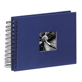 Hama Fine Art Photo Album, 50 Black Pages (25 Sheets), Spiral Bound Album 24 x 17 cm, with Cut-Out Window in which a Picture can be Inserted, Blue