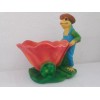 Rana Con Maceta Forma De Flor, Figura Resina Fina