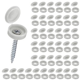 M METERXITY 200-Pack Plastic Hinged Screw Cover Caps, 4mm Shutter Screws with Caps, Fold Snap Washer Covers, Washer Flip Protection Covering M3 M4 M5 Screws Heads [Light Gray]