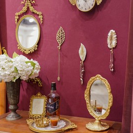 SOFFEE DESIGN Set of 3 Vintage Single Hooks Golden Leaves Retro Ornate Stylefor Room Wall Decoration Coat Hat Scarf Hanging Entry Hooks