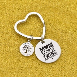 7RVZM Twin Mom Gift Twin Mama Jewelry Twin Mom Keychain Mom Of Twins Jewelry Baby Shower Keychain Mothers Day Keychain Baby Announcement Pregnancy Gift Mom Of Twins Keychain