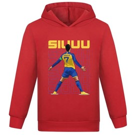 Unisex Football Hoodies Kids Football Kit Fashion Casual Sweatshirts, Red01, 11-12 Years