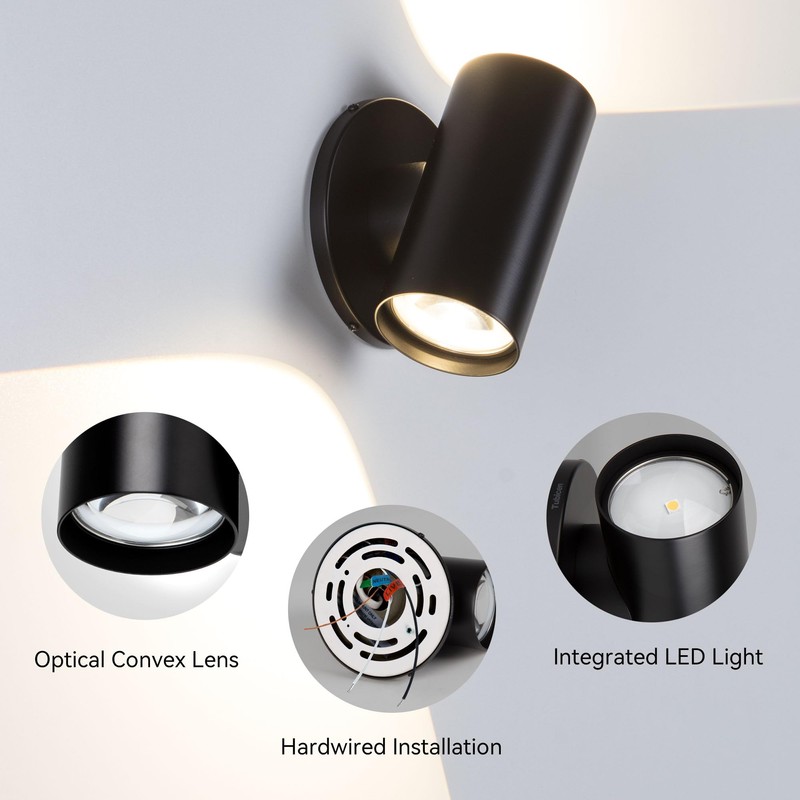 Tubicen Up Down Wall Sconce Indoor Black Cylinder Sconces Wall
